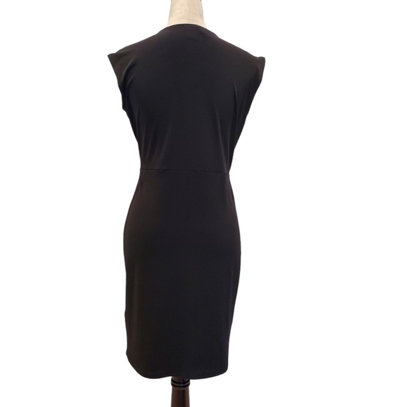 MICHAEL KORS SZ S Little Black Dress Draping Cocktail Midi Sleeveless Stretch - Picture 5 of 9